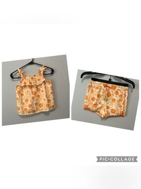 Rachel Zoe Orange Floral 2-Piece Short/Tank Outfit Size 6X NWOT!